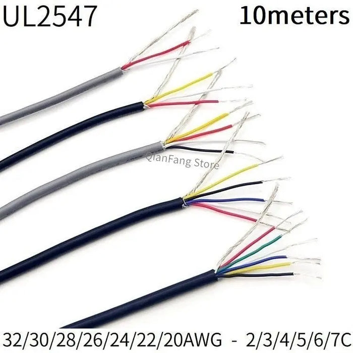 10M Shielded Wire 32 30 28 26 24 22 20 AWG Channel Audio 2 3 4 5 6 7 Core Headphone Line PVC Copper Signal Control Cable UL2547 - electrical center b2c