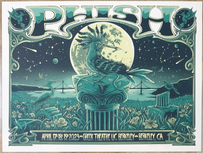 2023 Phish - Berkeley Green Silkscreen Concert Poster by Helen Kennedy
