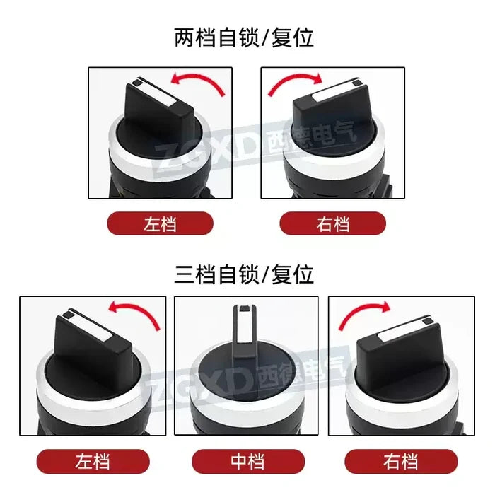 Rotary Selector Switch, LA38-11X/21, LA38-20X/31, 22mm Push Button Switch, 2/3 Position Rotary Switch, Self-Locking Selector Switch, Self-Resetting Rotary Switch, 10A NO NC Contact Switch, Silver Alloy Contact Switch, Industrial Control Switch, Power Conversion Switch, Cabinet Control Switch, Machine Tool Control Switch, Automation DIY Parts