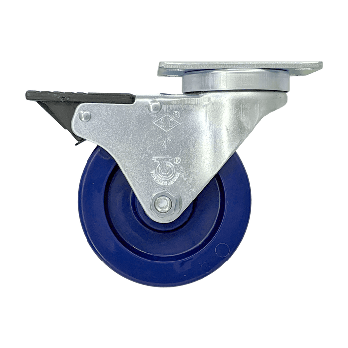 4" x 1-1/4" DuraLastomer Swivel Caster w/ Total Lock Brake - Durable Superior Casters