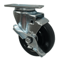 4" x 1-1/4" Hard Rubber Wheel Swivel Caster, Top Lock Brake, 350 lb Cap - Durable Superior Casters