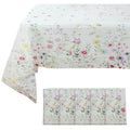 Floral tablecloth and napkins set on a white background