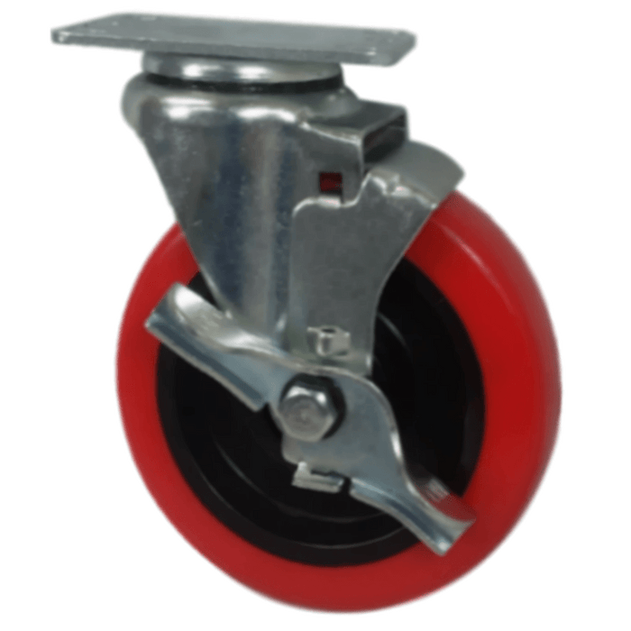5" x 1-1/4" Poly-Pro Wheel Swivel Caster w/ Top Lock Brake - Durable Superior Casters