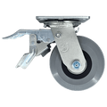 5" x 2" Ergolastomer Swivel Caster w/ Dual-Pedal Lock Brake - Durable Superior Casters - product view 1