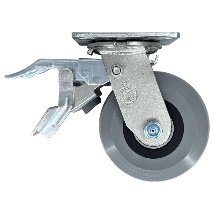 5" x 2" Ergolastomer Swivel Caster w/ Dual-Pedal Lock Brake - Durable Superior Casters - product view 1