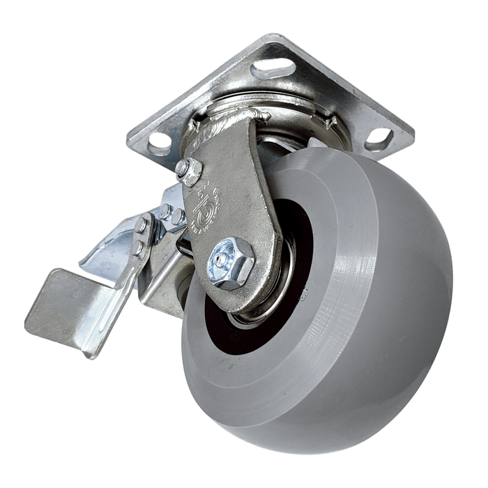 5" x 2" Ergolastomer Swivel Caster w/ Dual-Pedal Lock Brake - Durable Superior Casters - product view 2
