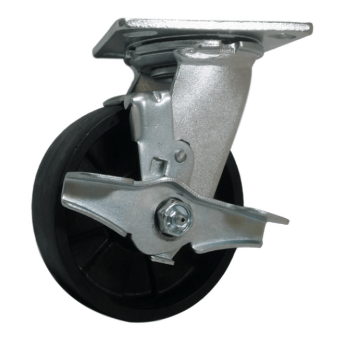 5" x 2" MaxRok Wheel Swivel Caster w/ Top Lock Brake - Durable Superior Casters