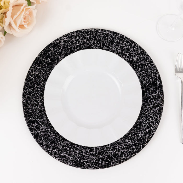 Elegant black and white decorative plate with intricate design