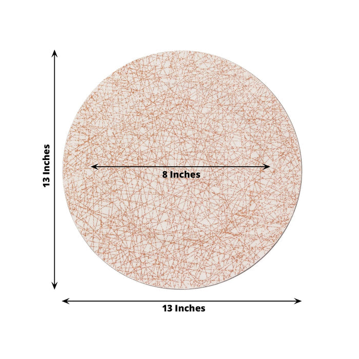 Round 13-inch placemat with an intricate copper design on a white background