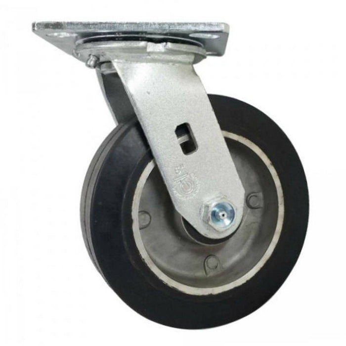 6" x 2" Mold On Rubber Aluminum Wheel Swivel Caster - Durable Superior Casters