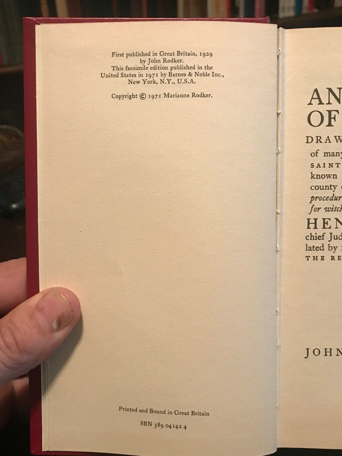 AN EXAMEN OF WITCHES - Boguet, 1971 WITCHCRAFT WITCH SORCERY PERSECUTION TRIALS