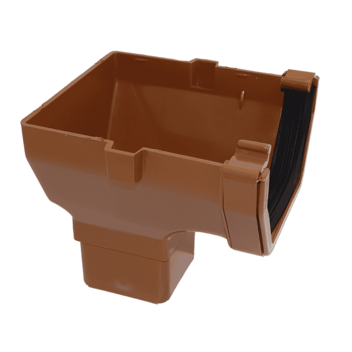 Light Brown Aquaflow 114mm Square Gutter Stop End Outlet