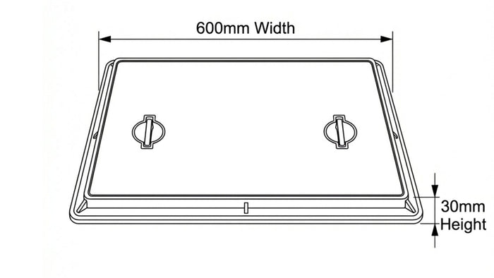 Aquaflow 24x18 Galvanised Manhole Cover & Frame drawing