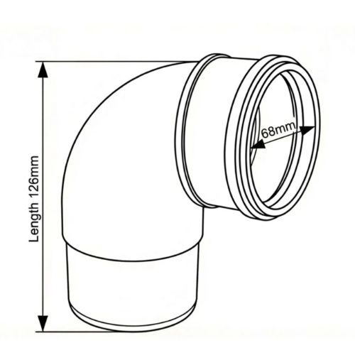 Aquaflow Plastic Round 92.5° Offset Bend 68mm Downpipe drawing