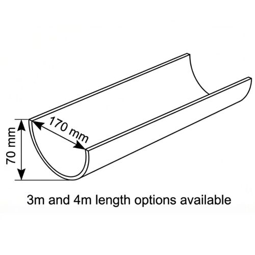 Aquaflow 170mm Half Round Gutter Drawing (2)