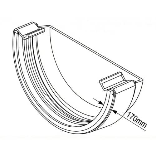 Aquaflow 170mm Half Round External Stop End drawing (2)