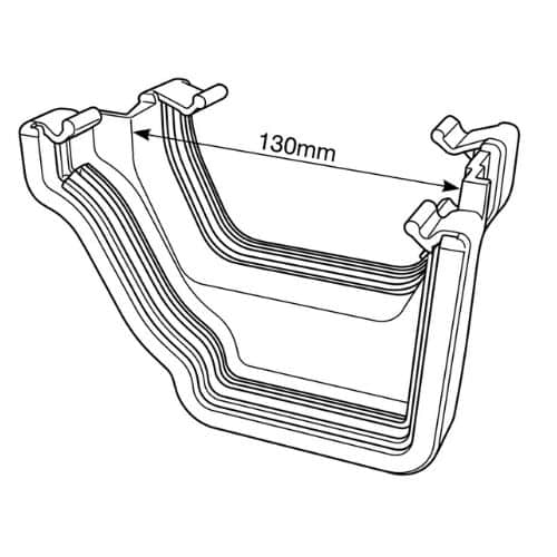 Aquaflow 130mm Left Hand Ogee Square Gutter Adaptor Drawing