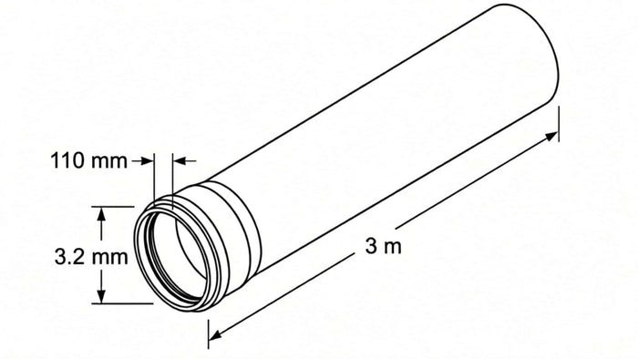 Aquaflow 110mm Single Socket Pipe drawing