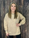 {ASH MOCHA} Acid Wash French Terry Pullover