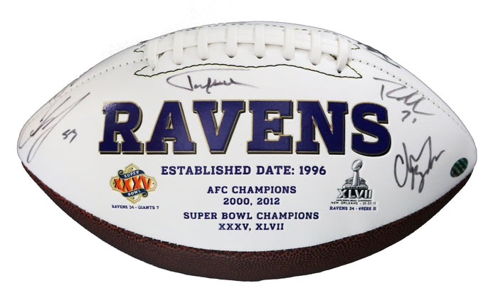Baltimore Ravens 2015 Team Signed Autographed White Panel Logo Football PAAS Letter COA Flacco
