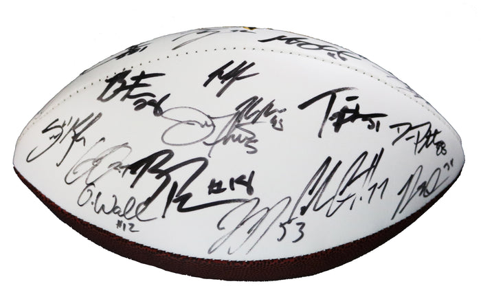 Baltimore Ravens 2015 Team Signed Autographed White Panel Logo Football PAAS Letter COA Flacco