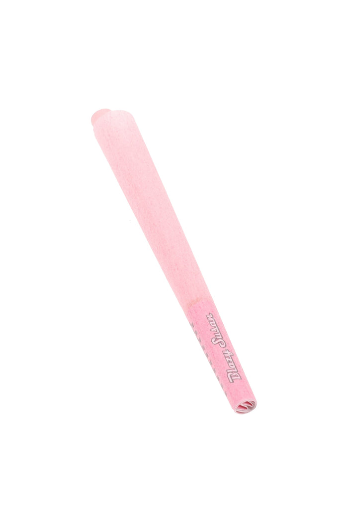 Single Blazy Susan 1¼ pink pre-rolled cone with printed logo near the tip, ready-to-fill filter.