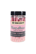 Blazy Susan shorty pink pre-rolled cones, 50-count jar, 53 mm size, vegan French paper for a slow, even burn.