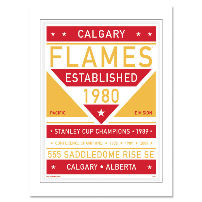 Calgary Flames Print - 12" x 16" Dual Tone Design
