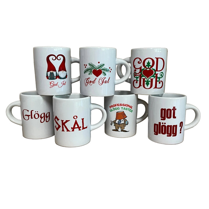 Ceramic Glögg Cup - God Jul Scroll