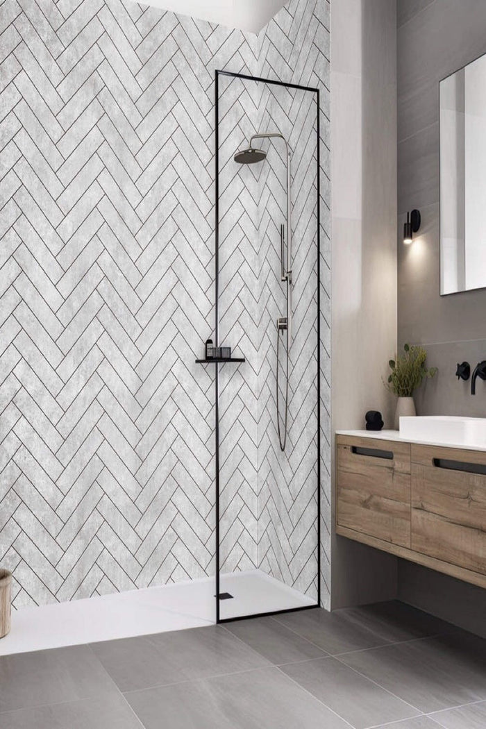 Chevron Grey Matt Wall Panel | 250mm x 2.6m x 8mm (Pack of 4)