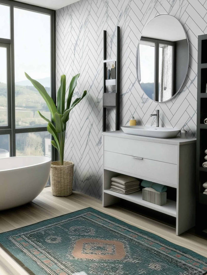 Chevron White Grey Veined Wall Panel | 250mm x 2.6m x 8mm (Pack of 4)