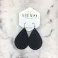 "Classy" Black Leather Teardrop Earrings - twistedbuffaloboutique