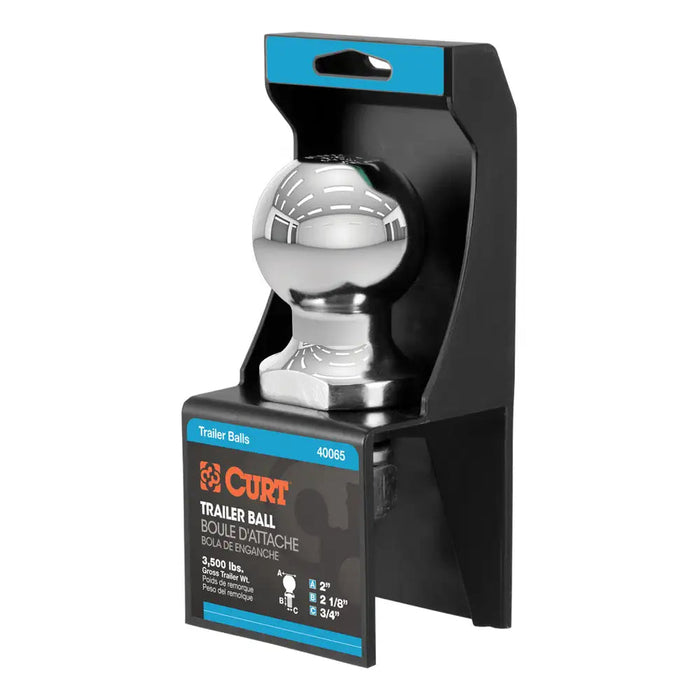 Curt 2" Trailer Ball (3/4" x 2-1/8" Shank, 3,500 lbs., Chrome, Packaged)