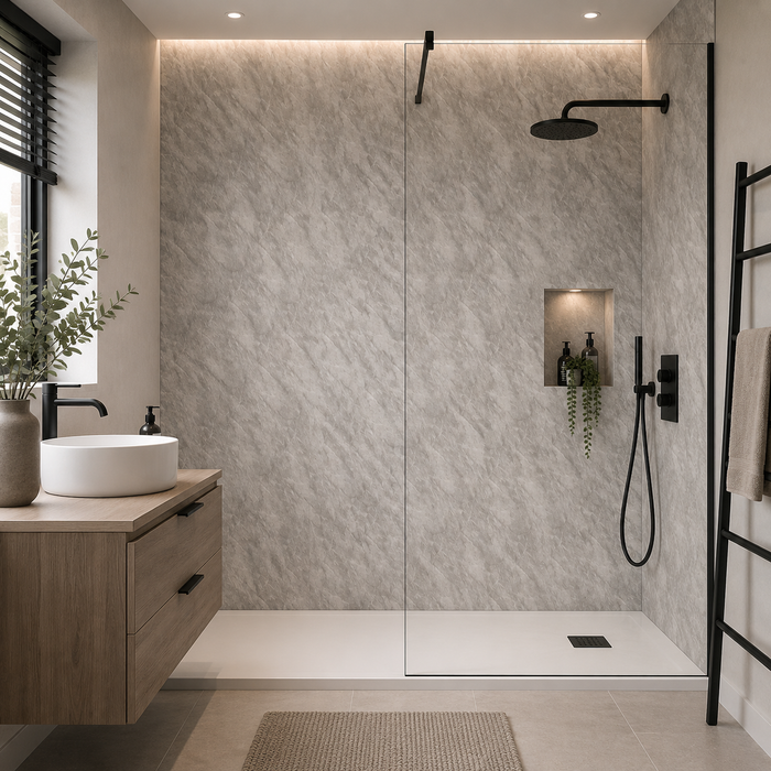 Dark Grey Marble Wall Panel 250mm x 2.6m x 8mm (Pack of 4)