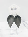 "Dumbo" Worn Gray Leather Petal Earrings - twistedbuffaloboutique