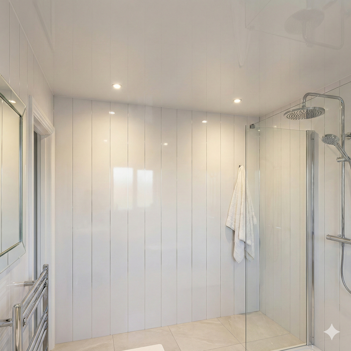 Embedded White High Gloss Wall Panel 250mm x 2.6m x 8mm (Pack of 4)