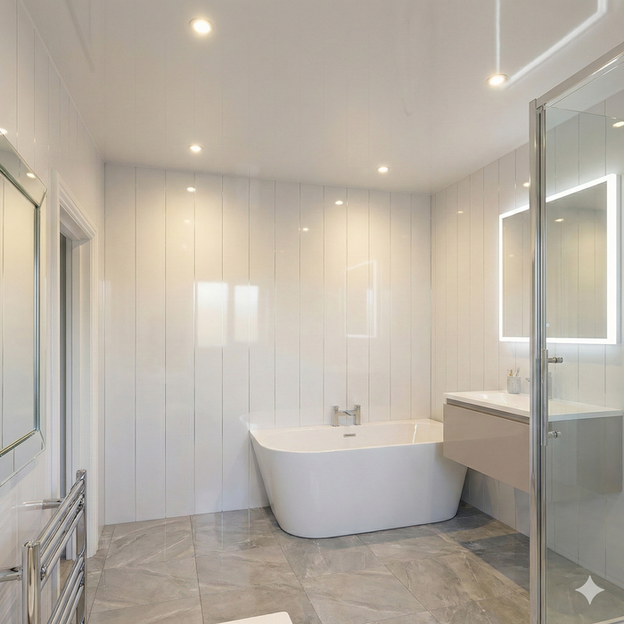 Embedded White High Gloss Wall Panel 250mm x 2.6m x 8mm (Pack of 4)