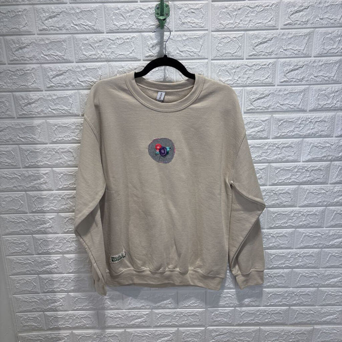 Embroidered Flower Crew Sweater