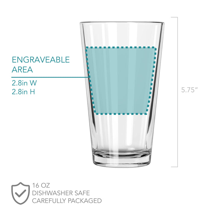 Etched Pint Glass Dad Established: 6-10 Names - Design: DADEST