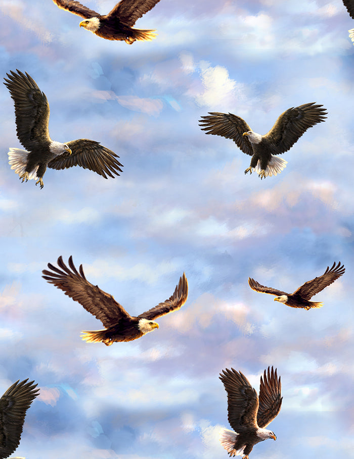 Flying Bald Eagles Cotton Fabric