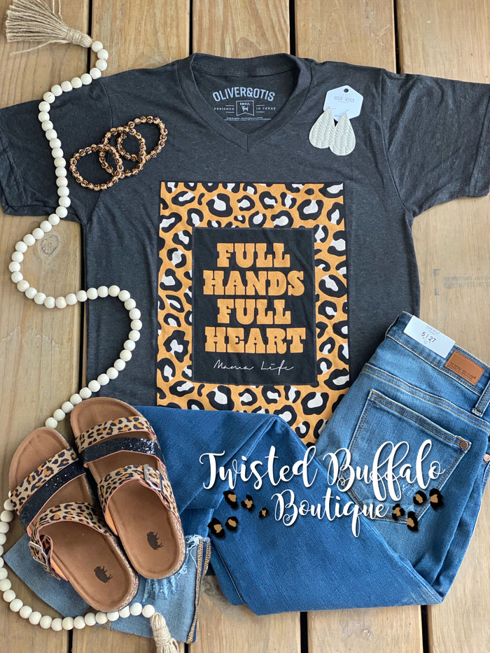 Graphite + Leopard {FULL HANDS FULL HEART} Mama Life Black V-Neck Tee