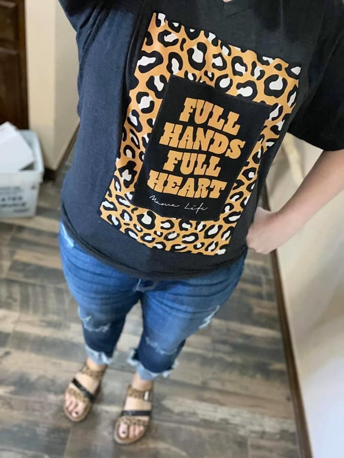 Graphite + Leopard {FULL HANDS FULL HEART} Mama Life Black V-Neck Tee