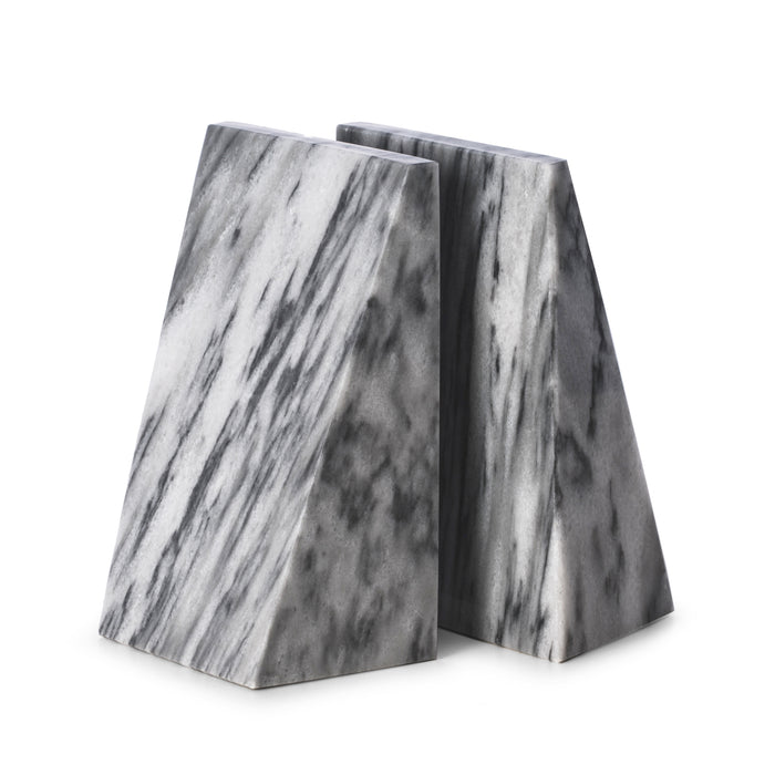 Harold Carrera Grey Marble Wedge Bookends