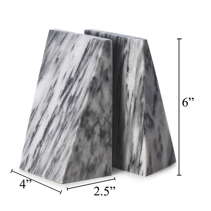 Harold Carrera Grey Marble Wedge Bookends