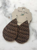 "Hazel" Fishtail Braided Brown Leather Teardrop Earrings - twistedbuffaloboutique