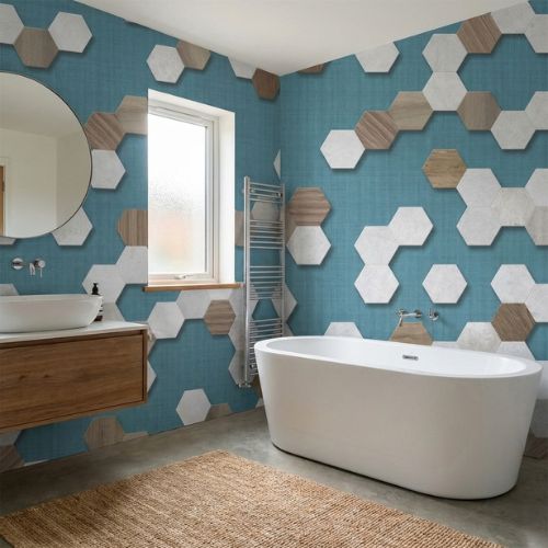 Hexagon Dream Aqua Modern Wall Panel | 1000mm x 2.4m x 10mm