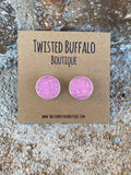 Honeysuckle {ROUND} Pink 12mm Druzy Earrings