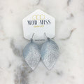 "Jasmine" Metallic Silver Leather "Jo" Petal Earrings - twistedbuffaloboutique