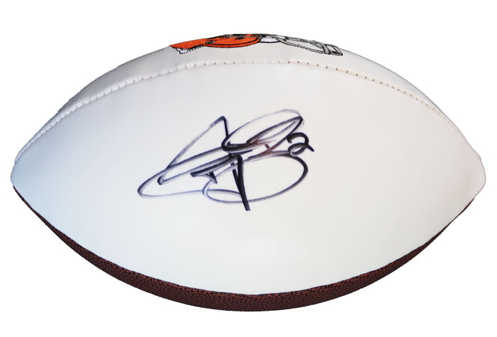 Johnny Manziel Cleveland Browns Signed Autographed White Panel Logo Football Global COA