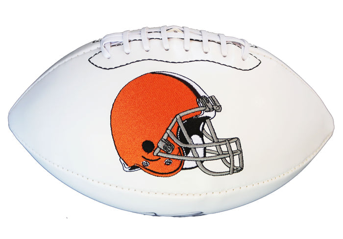 Johnny Manziel Cleveland Browns Signed Autographed White Panel Logo Football Global COA